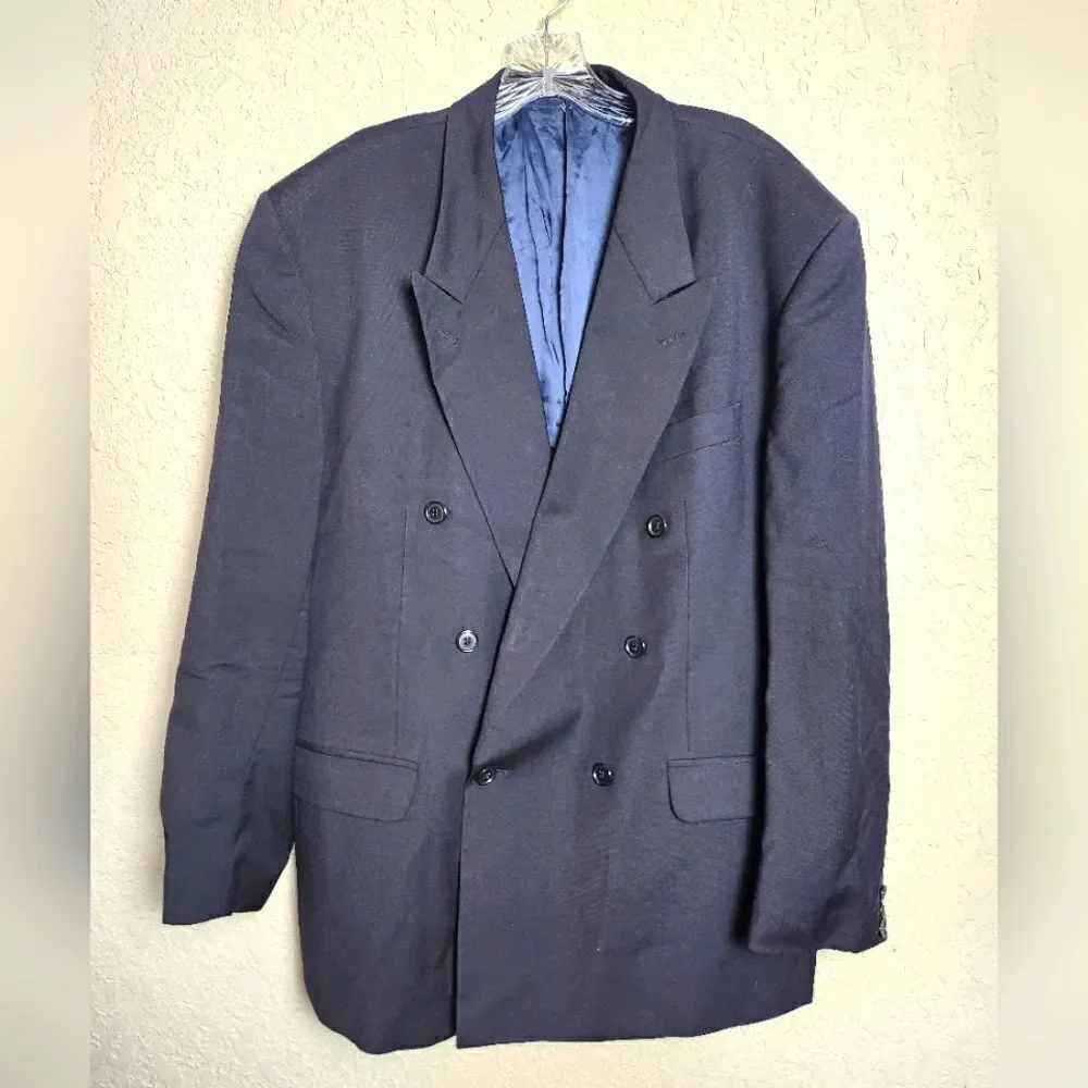 Vintage Missoni Example Men's Wool Double Breasted Blazer Black Siize 44R